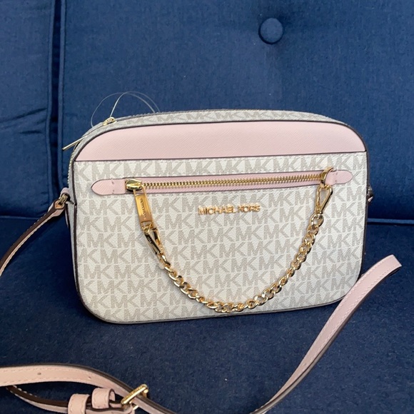 MICHAEL KORS LARGE EAST WEST ZIP CHAIN XBODY POWDER BLUSH MULTI - Picture 15 of 16